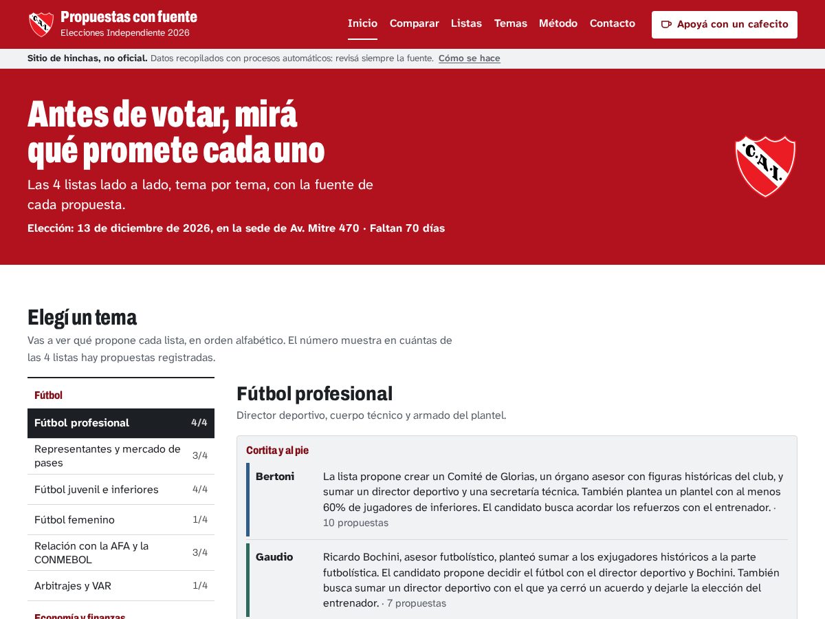 Landing-page snapshot of eleccionesrojo.com
