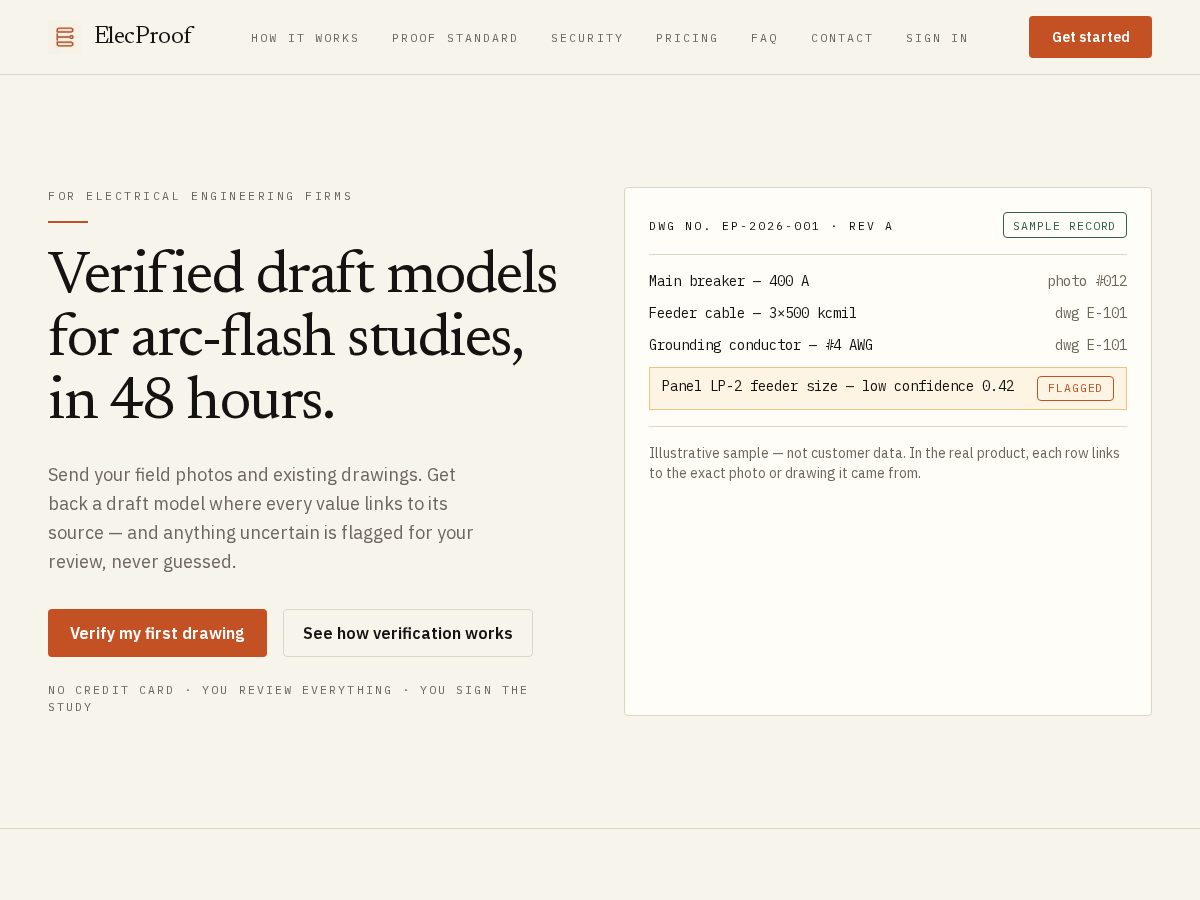Landing-page snapshot of elecproof.tech