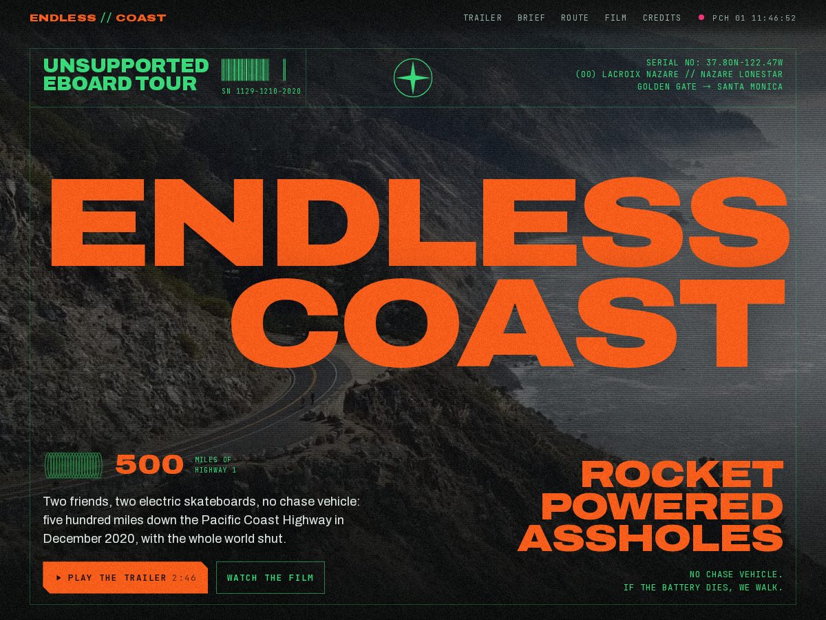 Landing-page snapshot of endlesscoastmovie.com