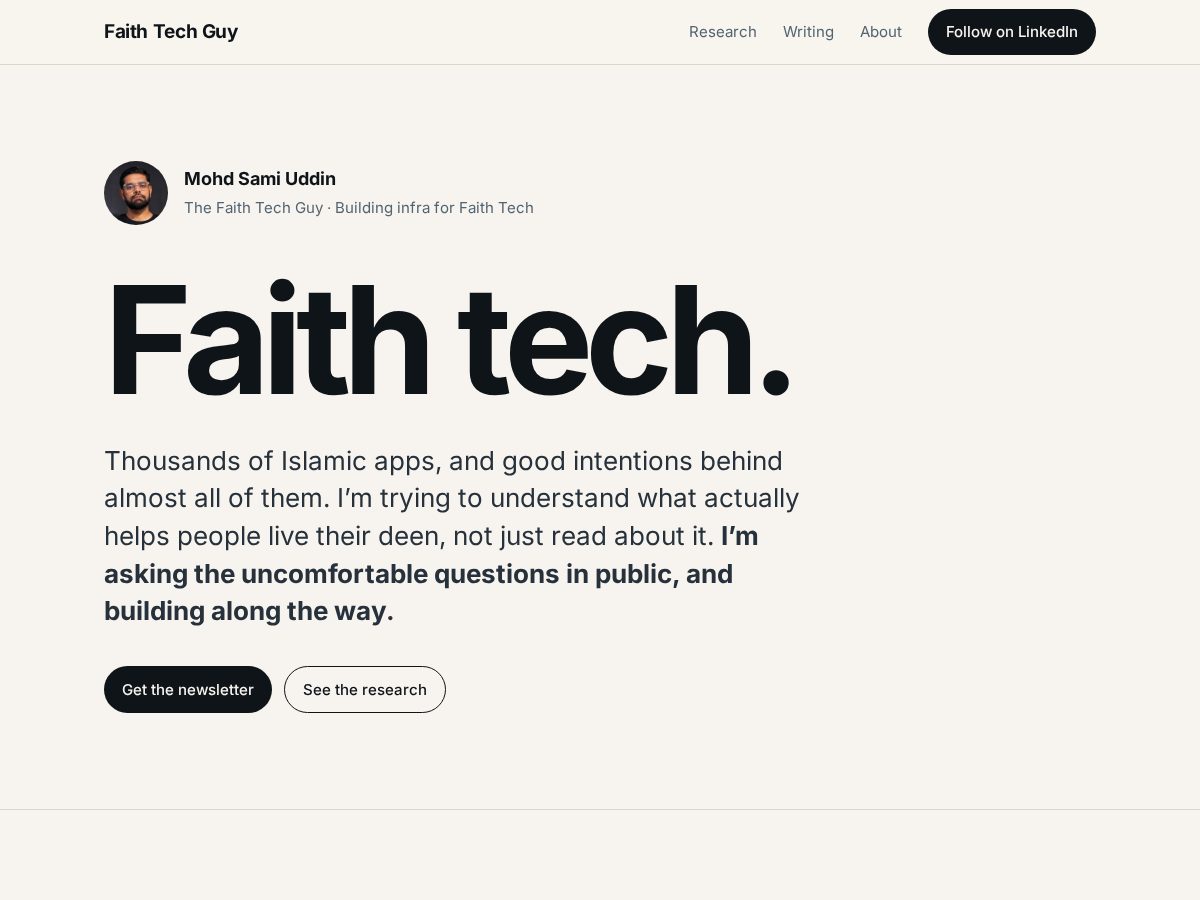 Landing-page snapshot of faithtechguy.com