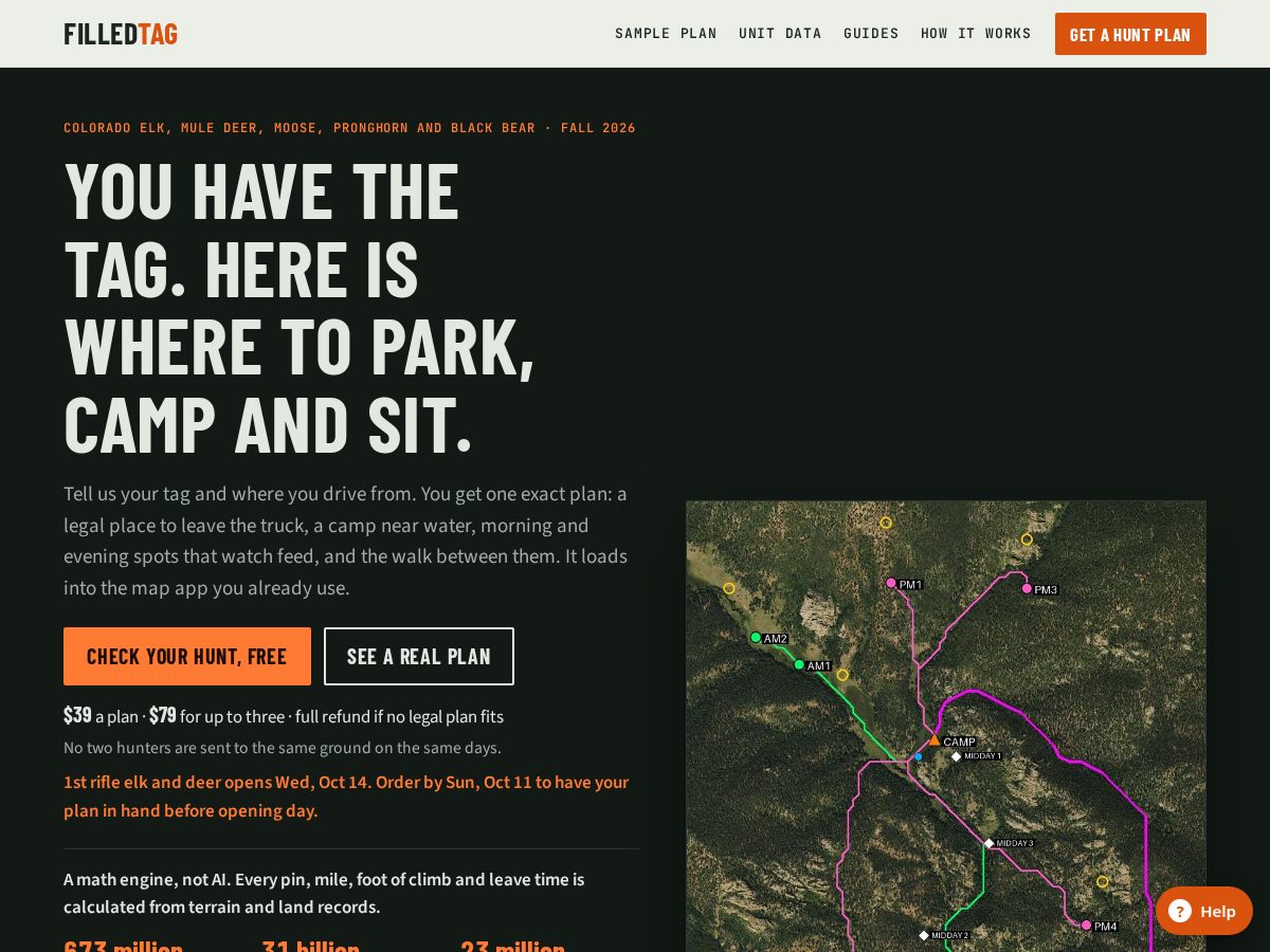 Landing-page snapshot of filledtag.com