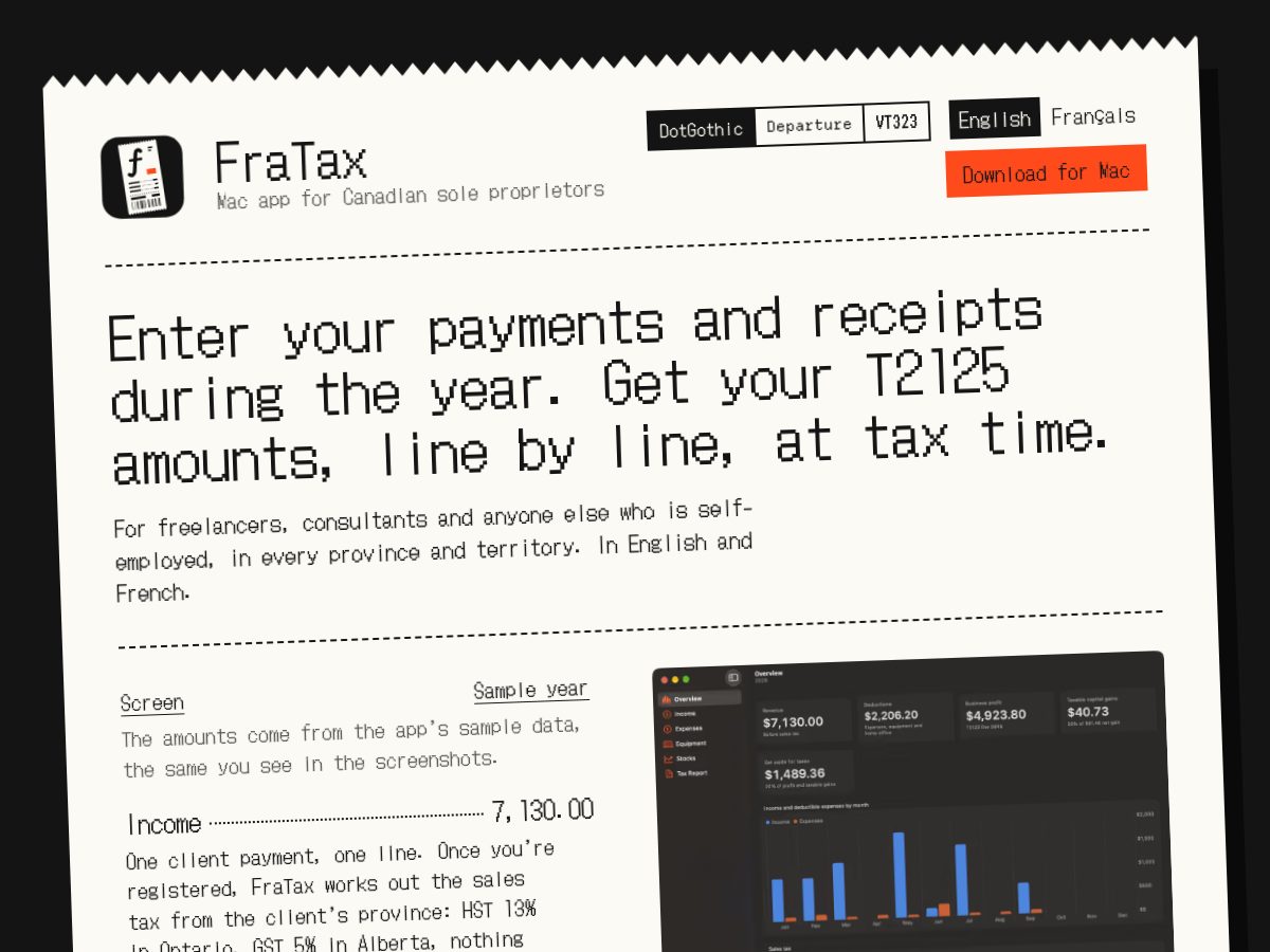 Landing-page snapshot of fratax.app