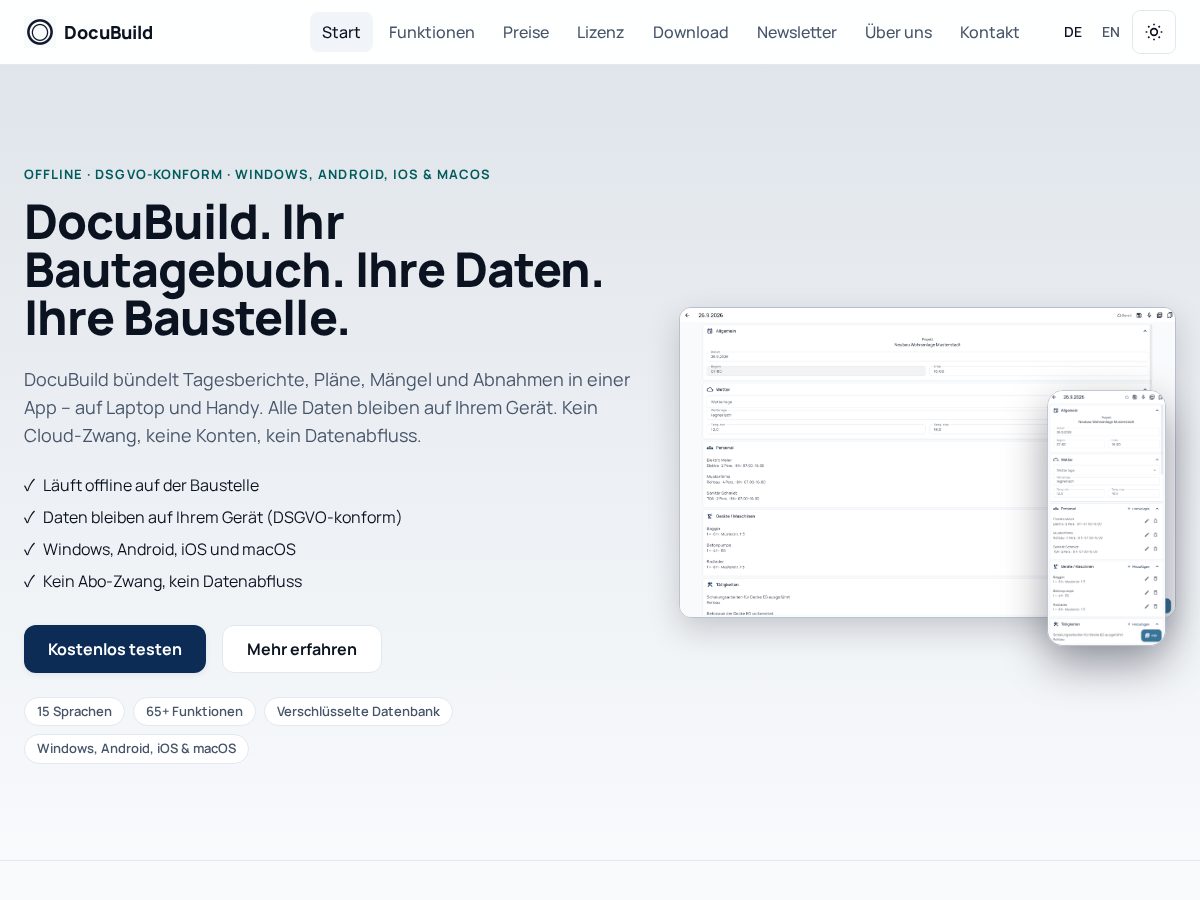 Landing-page snapshot of get-docubuild.com