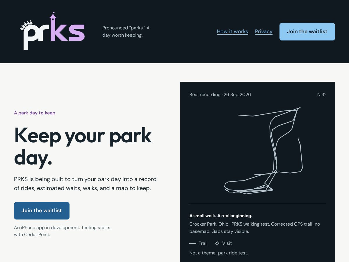 Landing-page snapshot of getprks.app