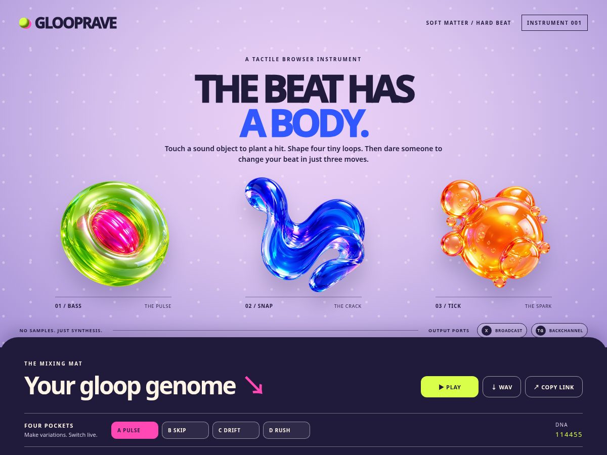 Landing-page snapshot of glooprave.xyz