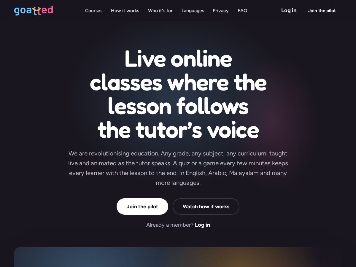 Landing-page snapshot of goatted.app