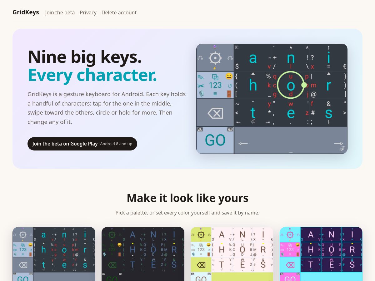 Landing-page snapshot of gridkeys.app