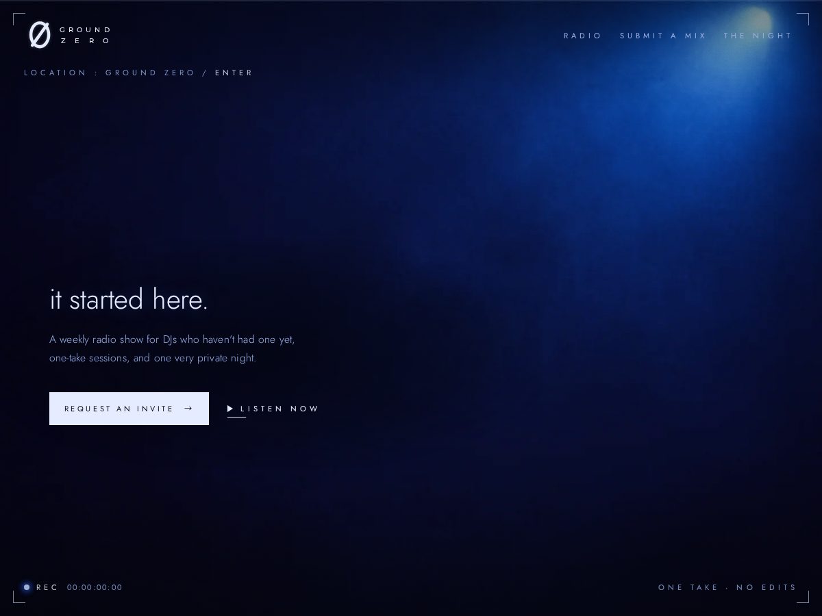 Landing-page snapshot of groundzero.ing