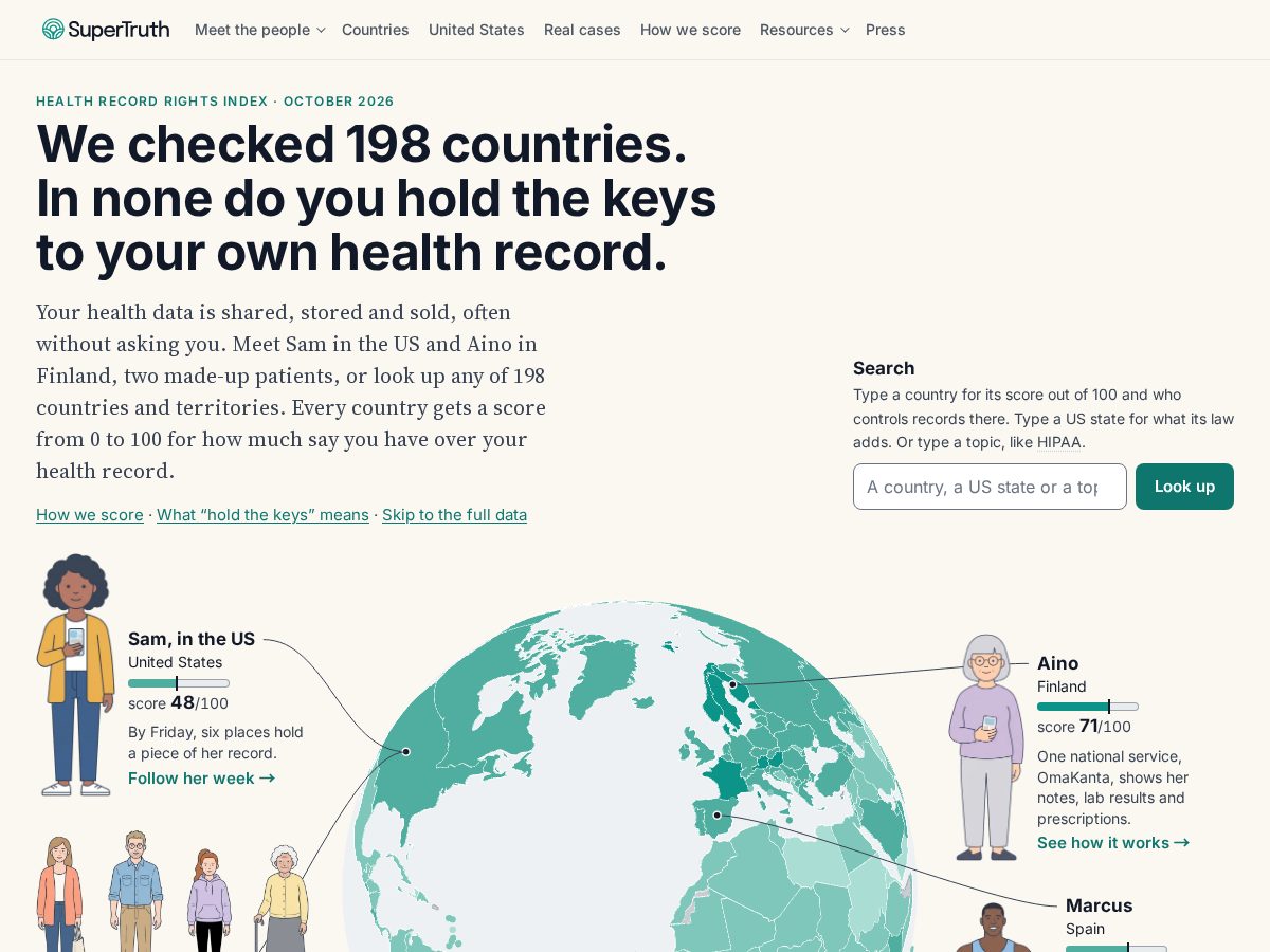 Landing-page snapshot of healthrecordrights.org