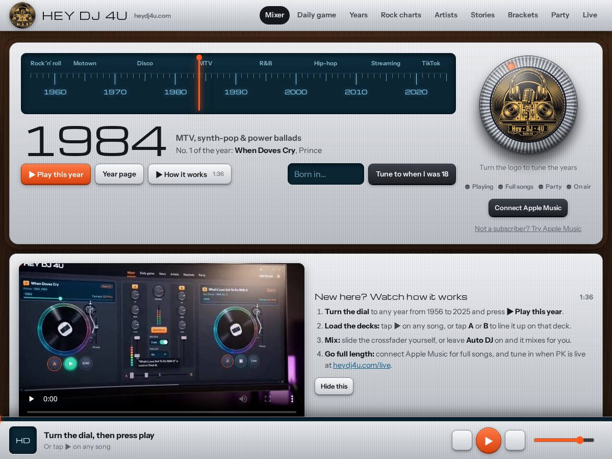 Landing-page snapshot of heydj4u.com