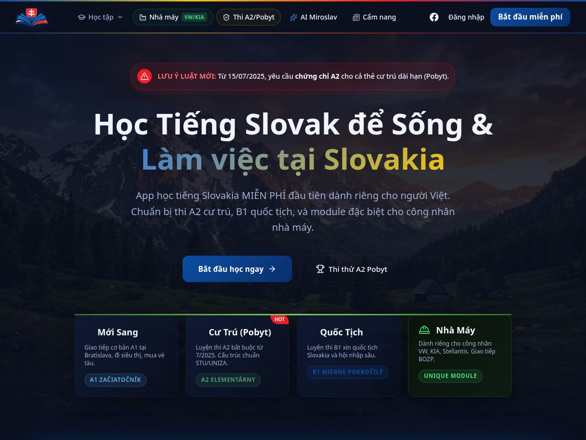 Landing-page snapshot of hoctiengslovakia.app