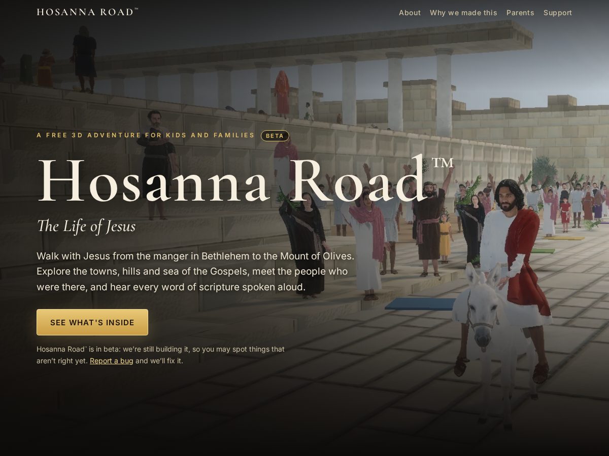 Landing-page snapshot of hosannaroad.com