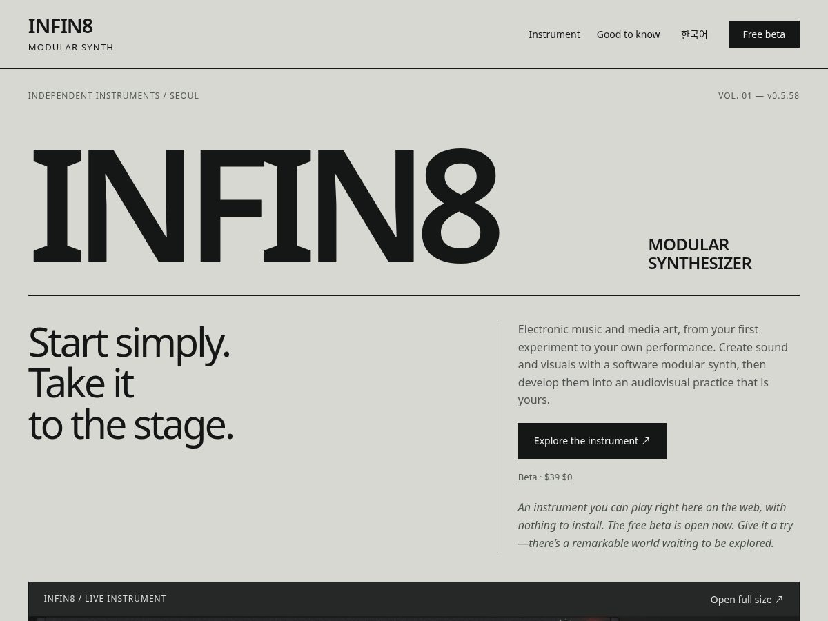 Landing-page snapshot of infin8-modular.cloud