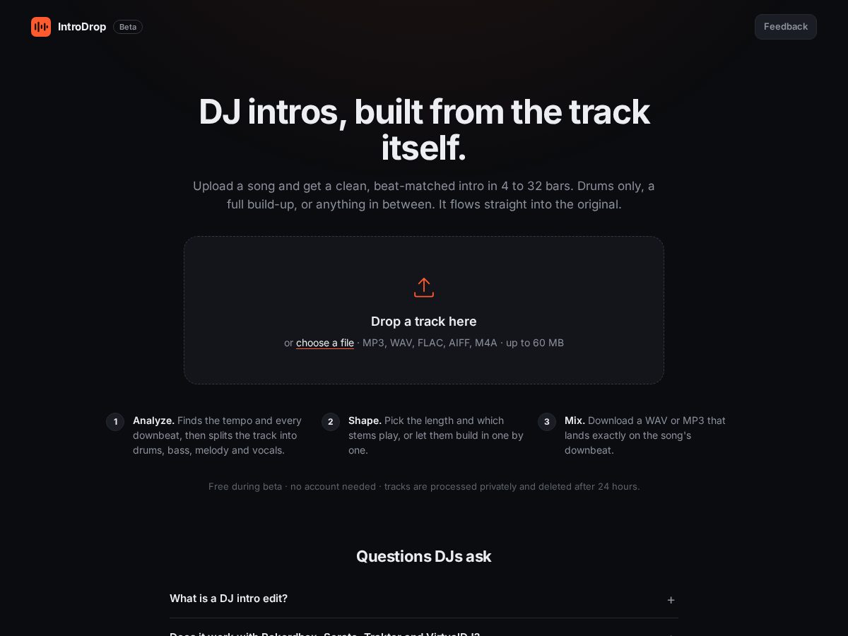 Landing-page snapshot of introdrop.app