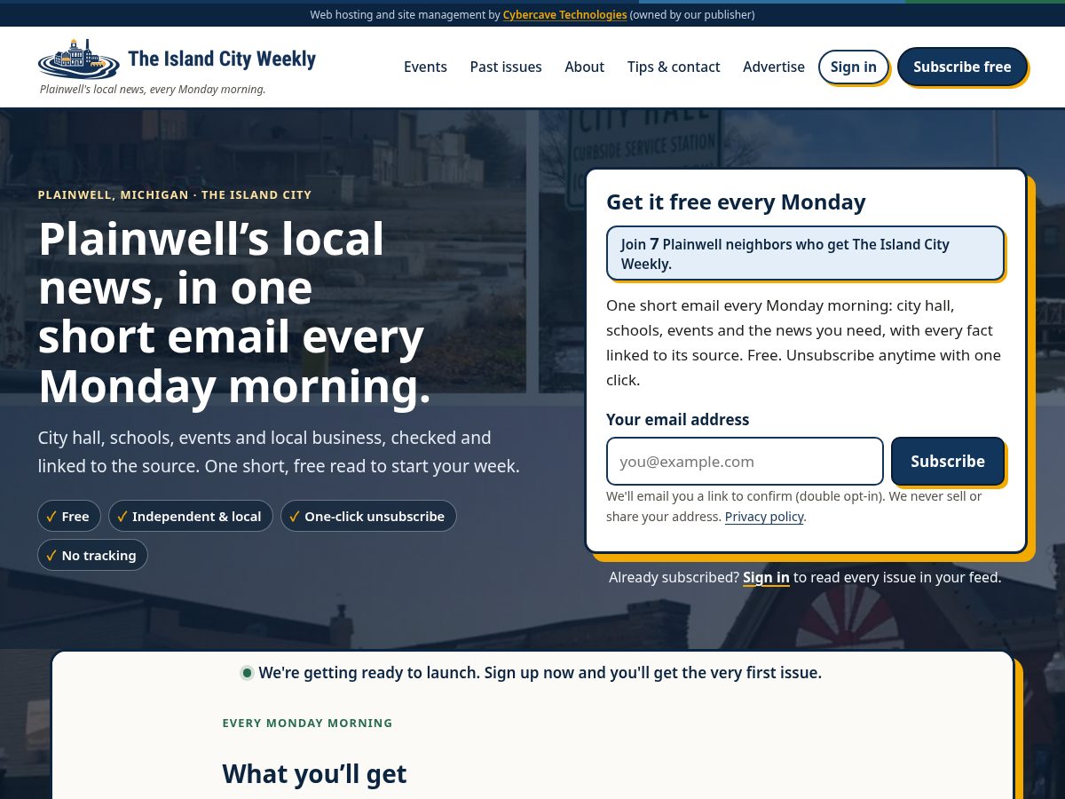 Landing-page snapshot of islandcityweekly.com