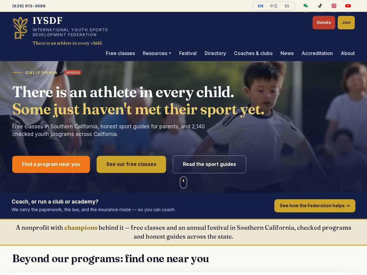 Landing-page snapshot of iysdf.org