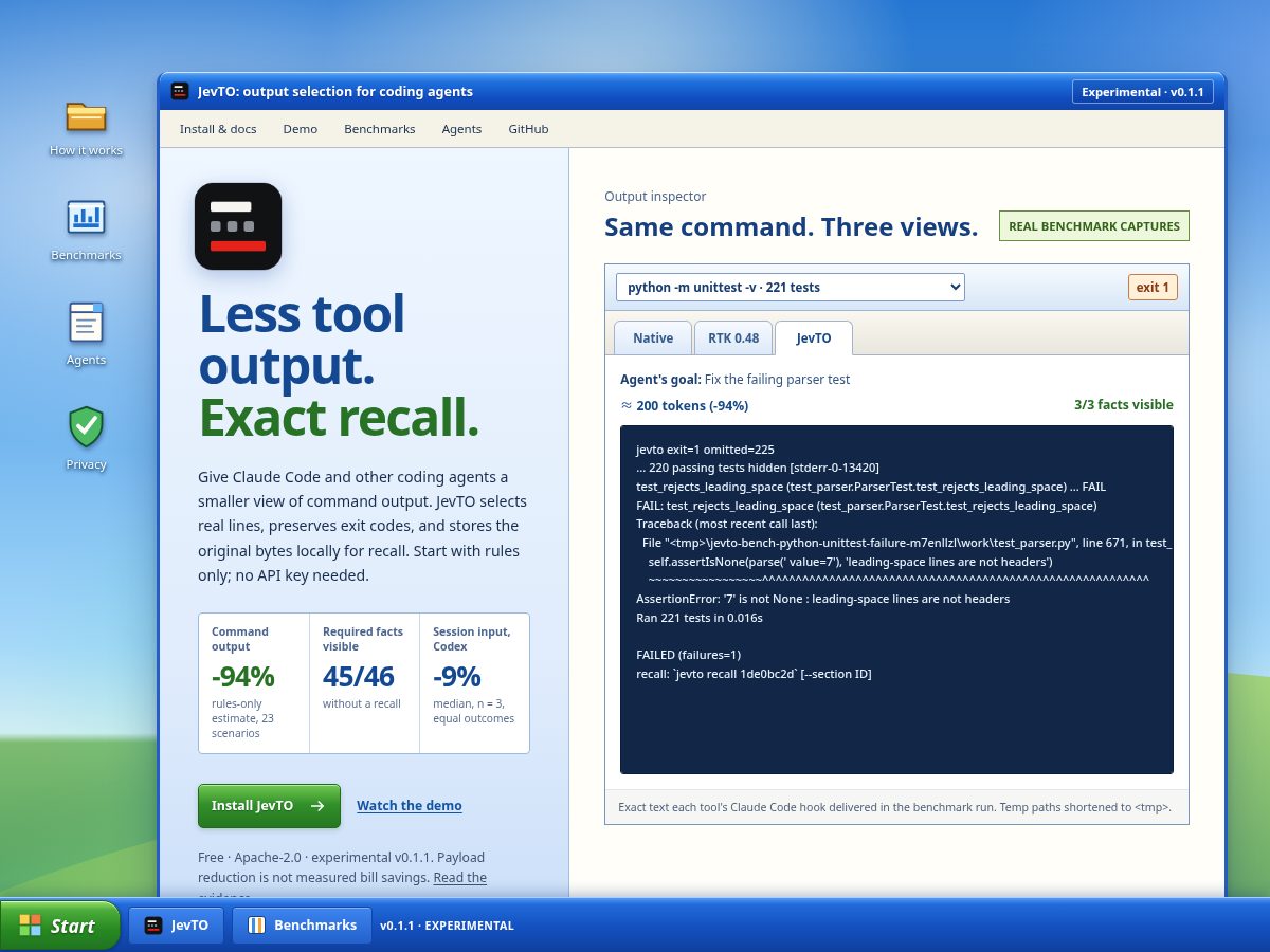 Landing-page snapshot of jevto.xyz