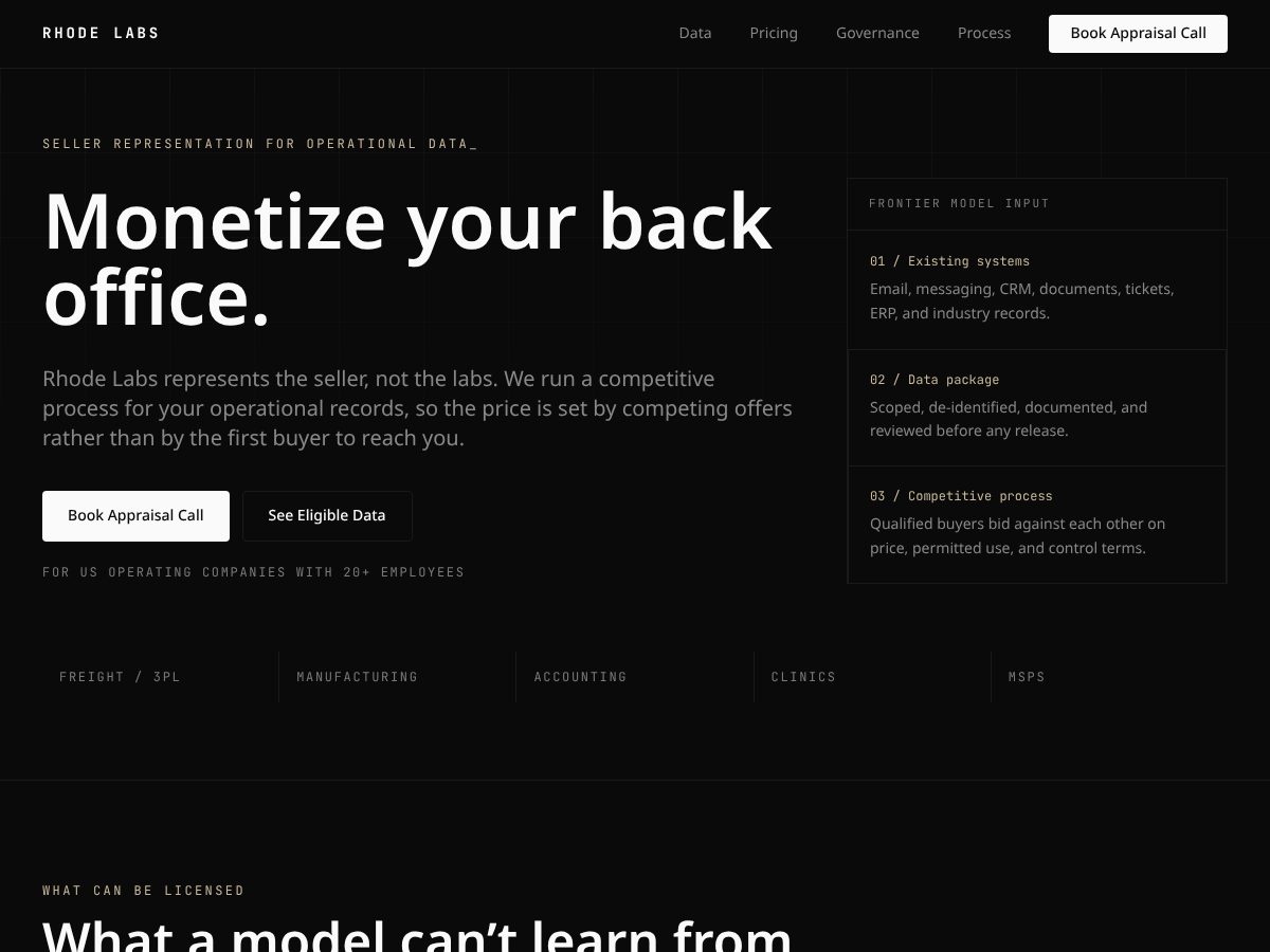 Landing-page snapshot of joinrhodelabs.com