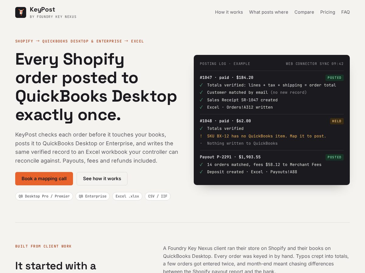 Landing-page snapshot of keypost.app