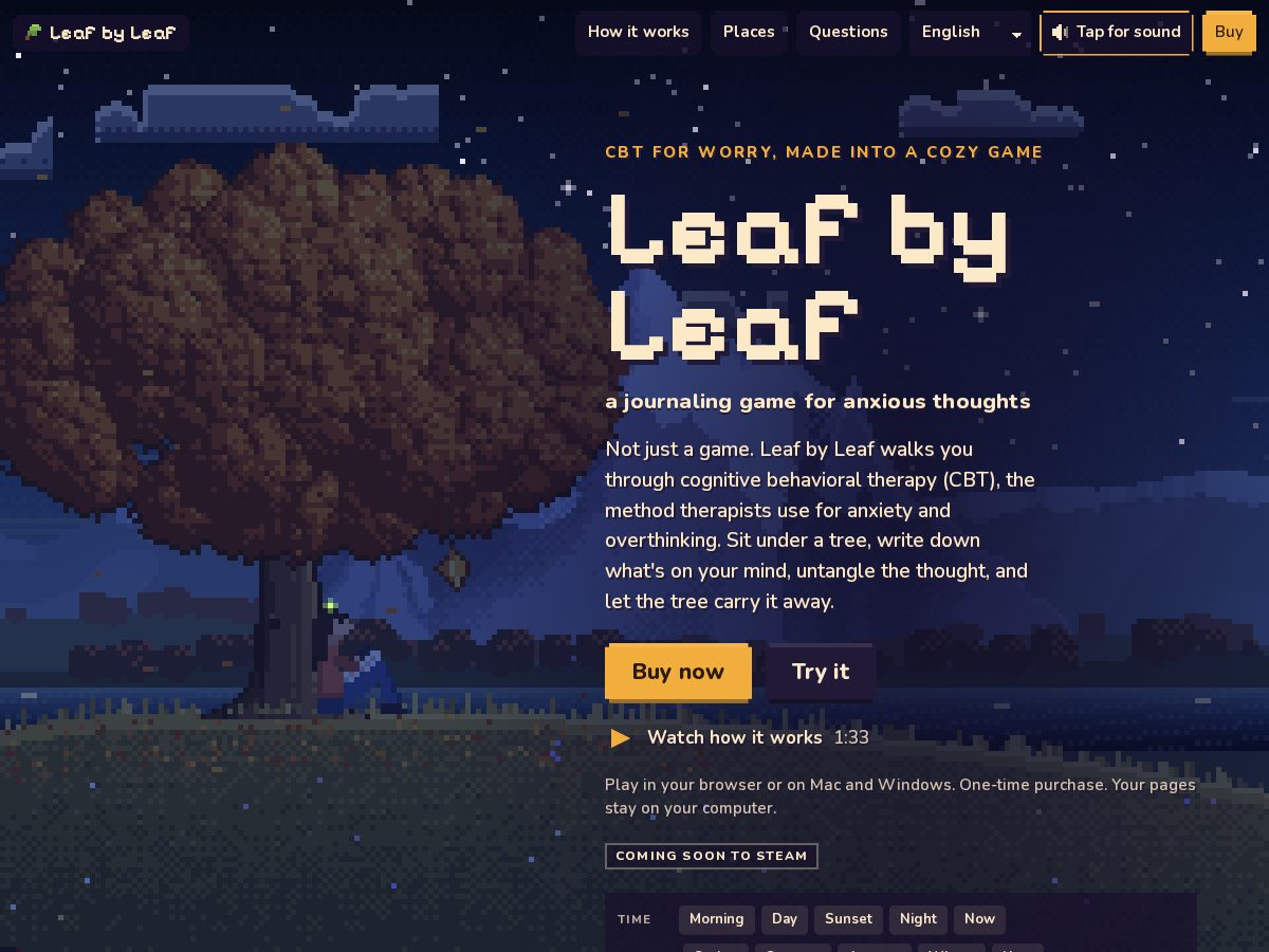 Landing-page snapshot of leafbyleafgame.com