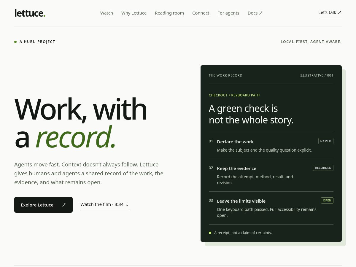 Landing-page snapshot of lettuce.work
