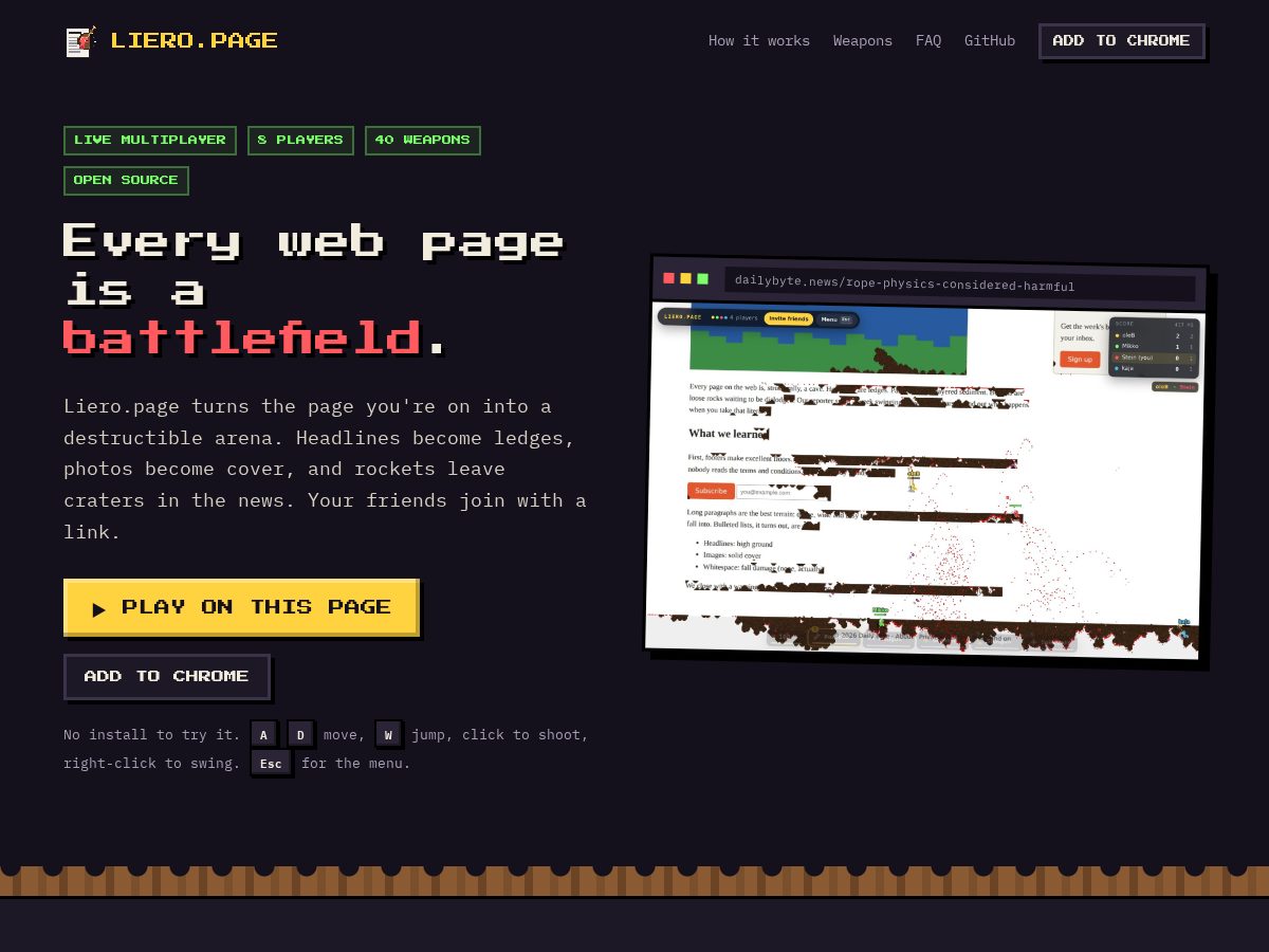 Landing-page snapshot of liero.page