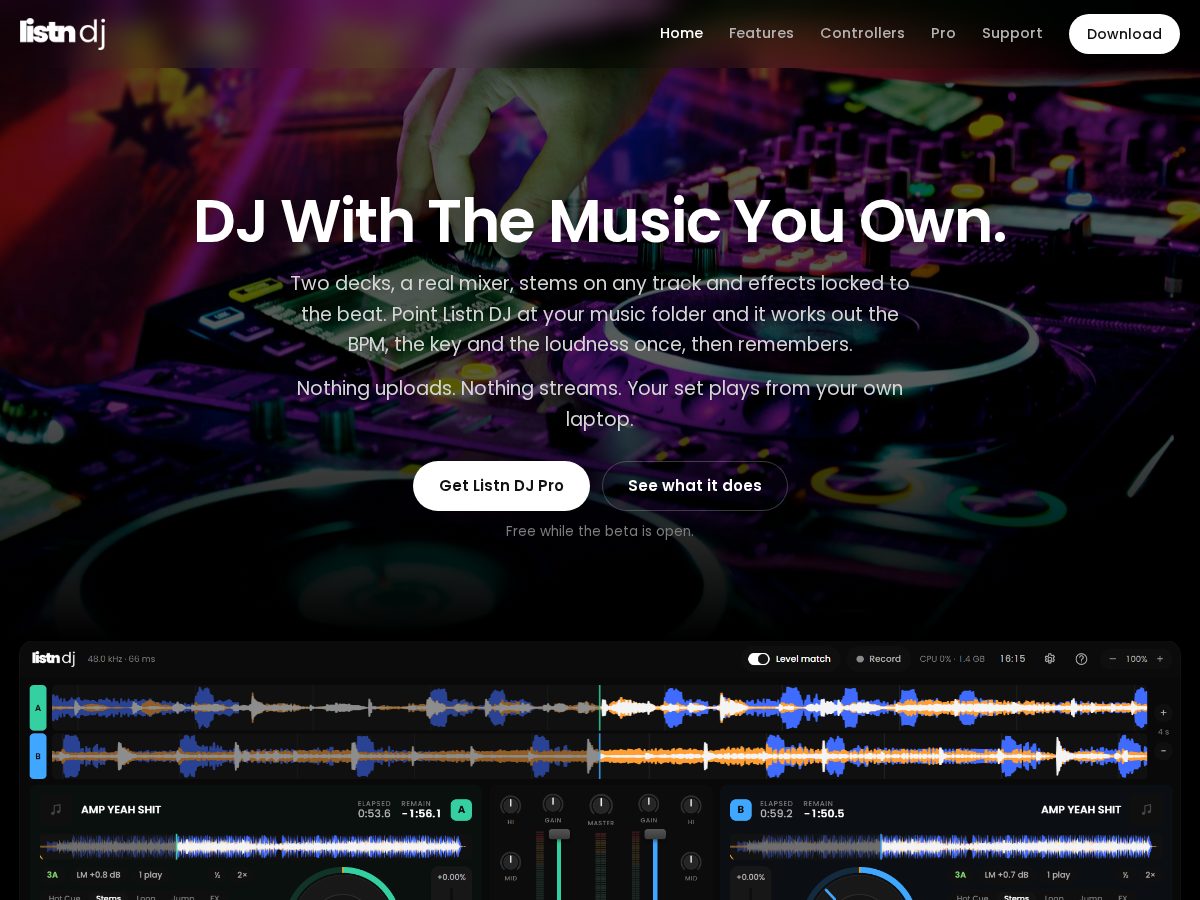 Landing-page snapshot of listndj.com