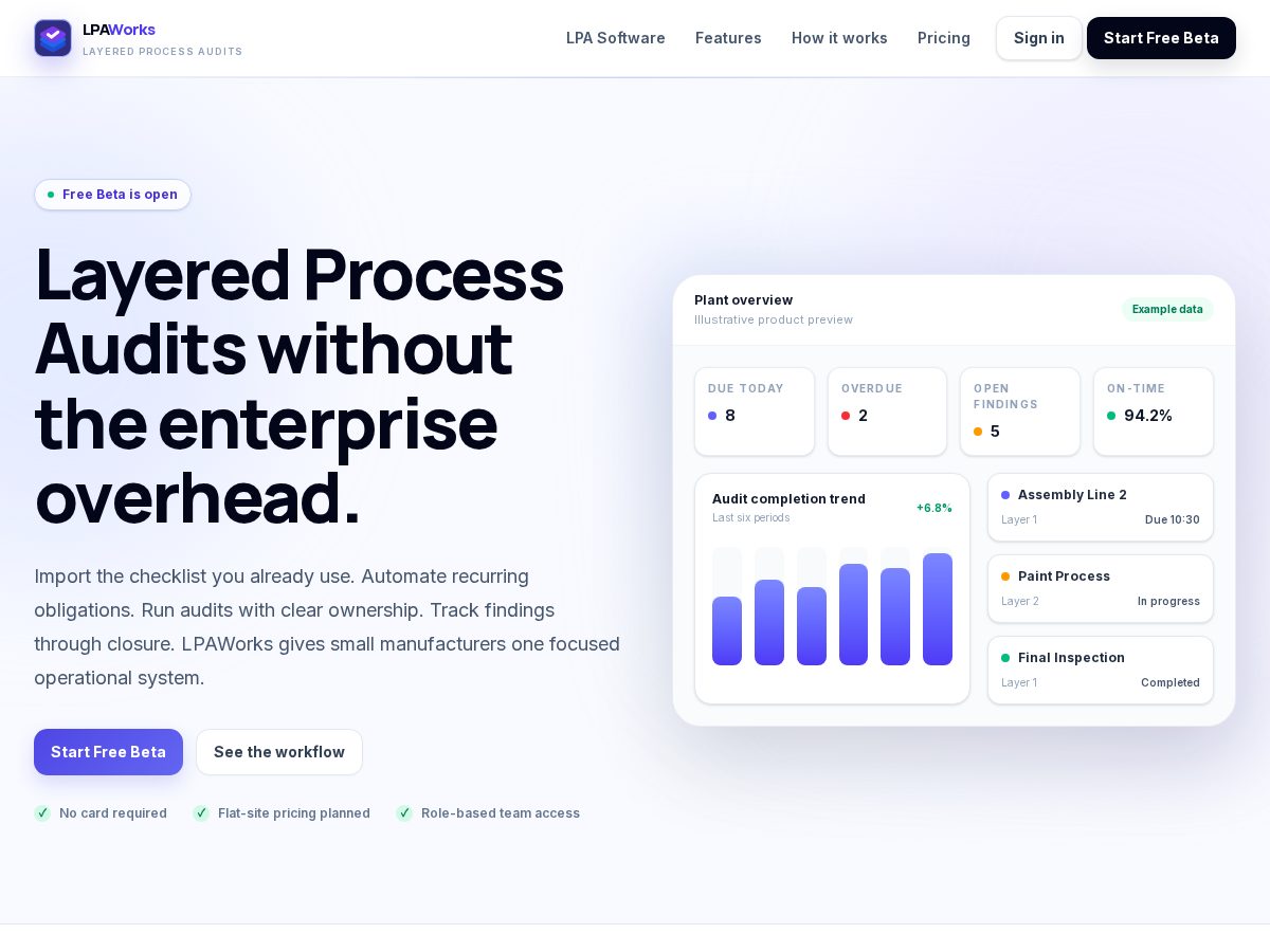Landing-page snapshot of lpaworks.com