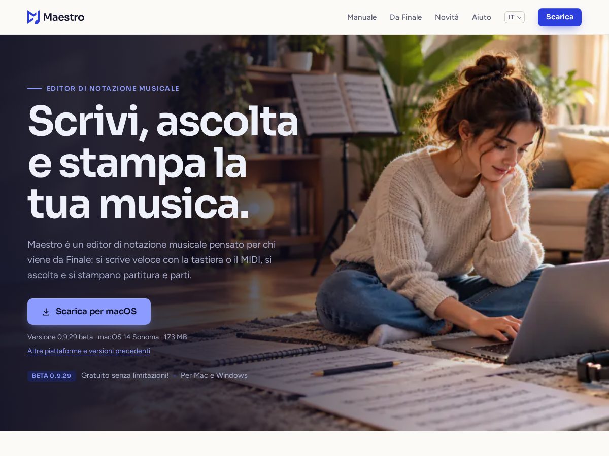 Landing-page snapshot of maestroscore.app
