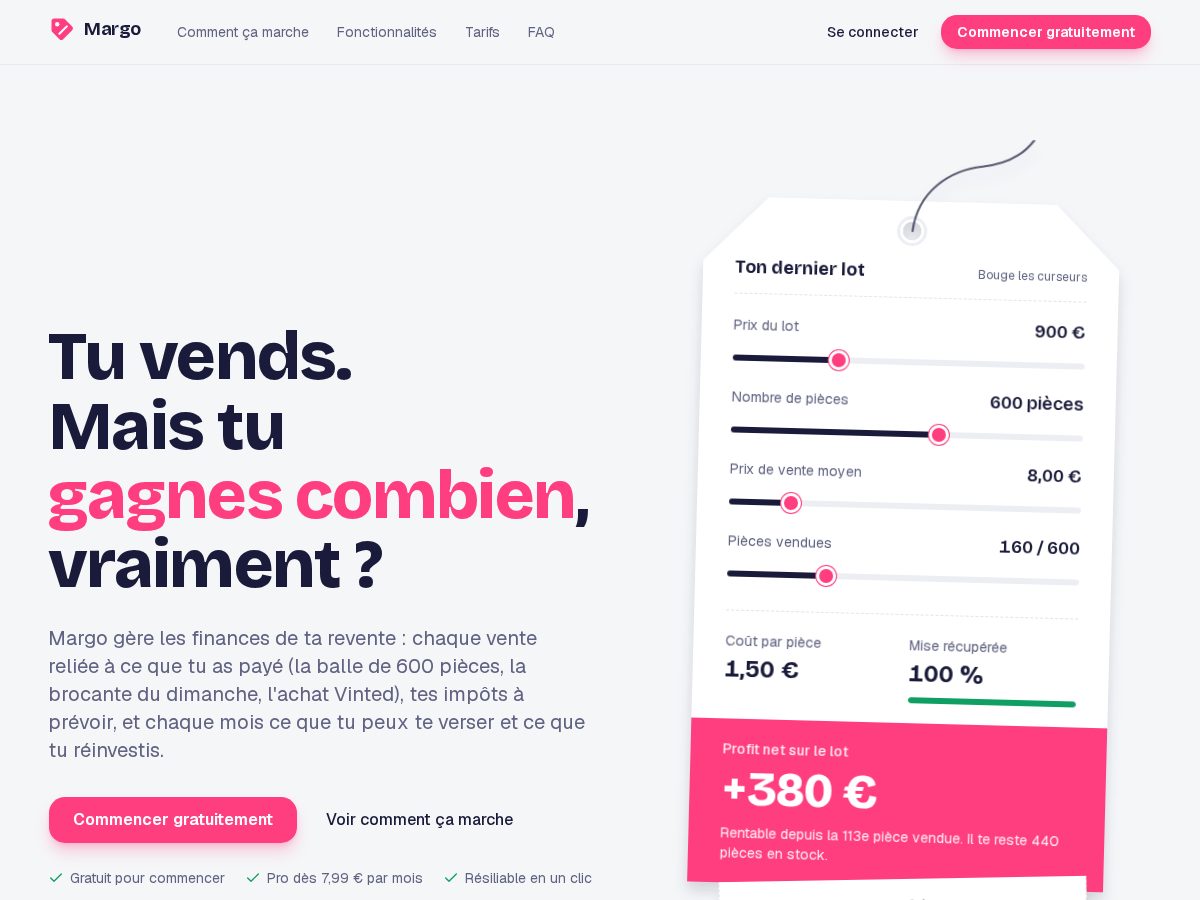 Landing-page snapshot of margoresell.com