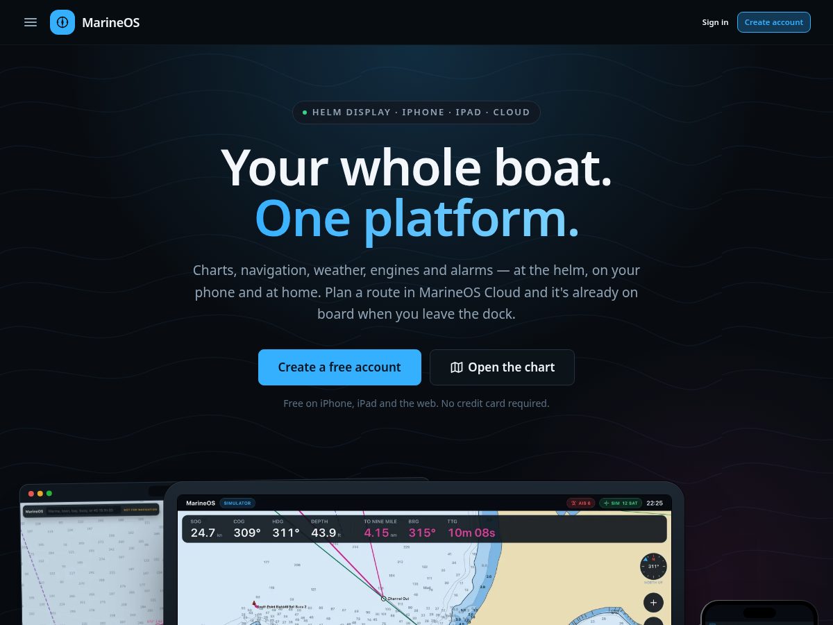 Landing-page snapshot of marineos.cloud
