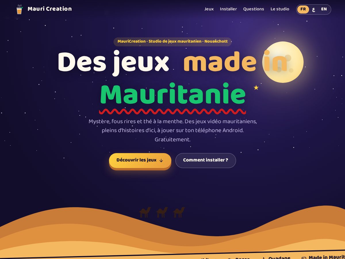 Landing-page snapshot of mauricreation.com