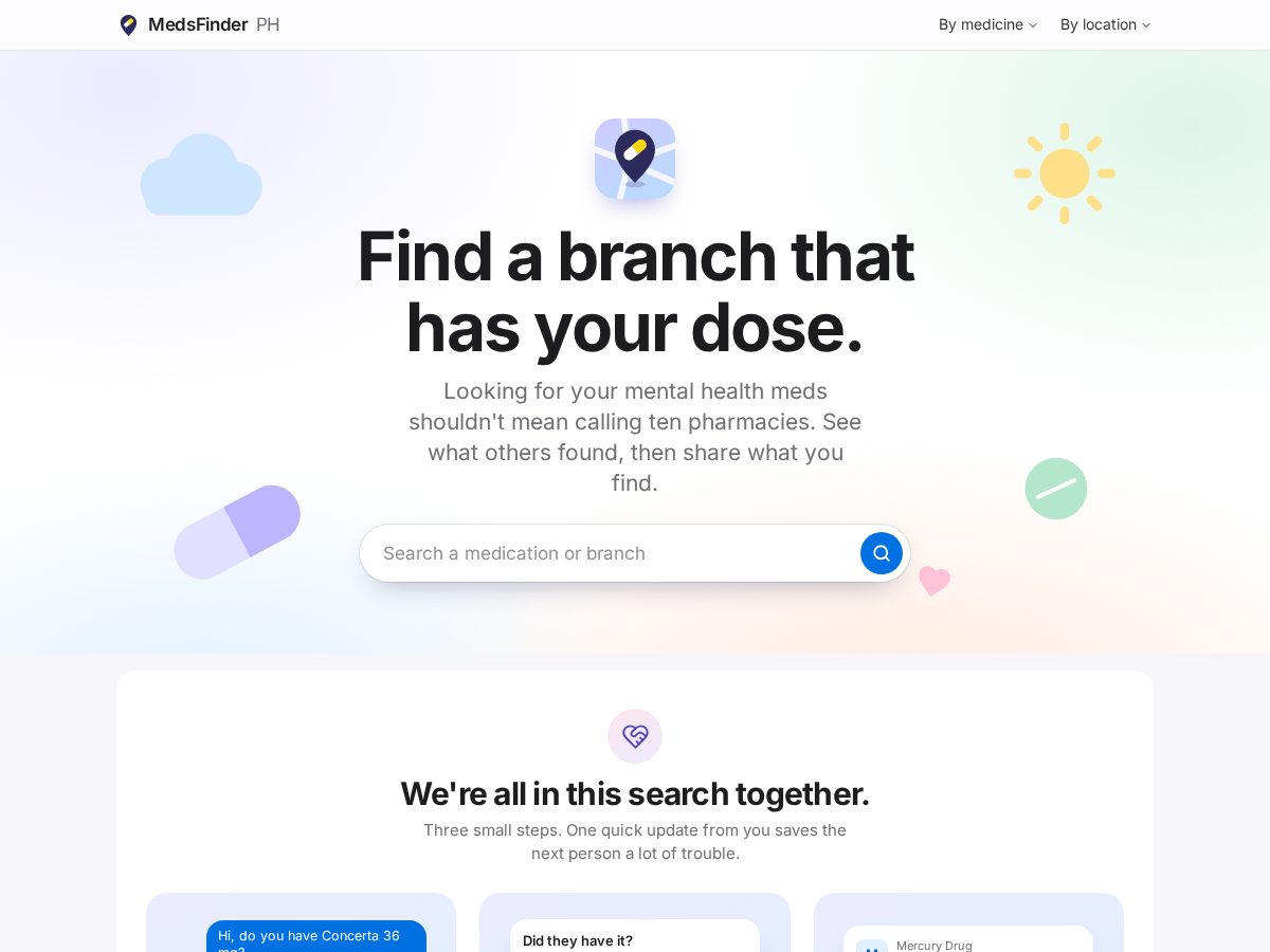 Landing-page snapshot of medsfinderph.com