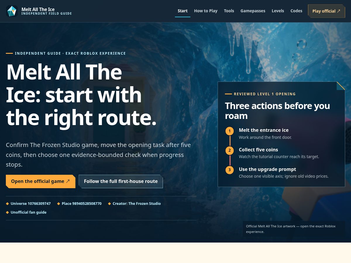 Landing-page snapshot of melt-all-the-ice-wiki.wiki