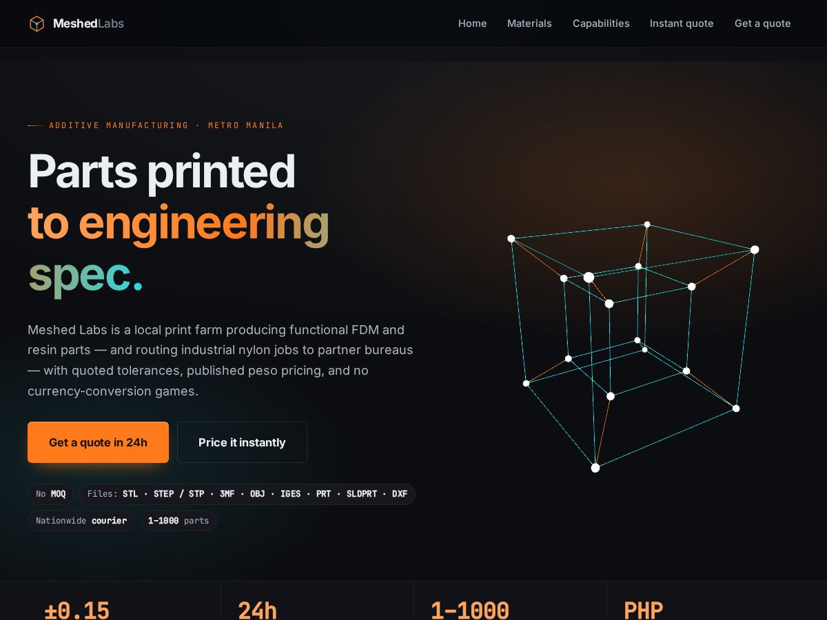 Landing-page snapshot of meshedlabs.com