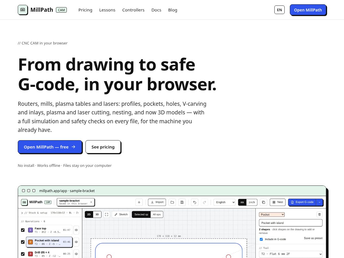 Landing-page snapshot of millpath.app