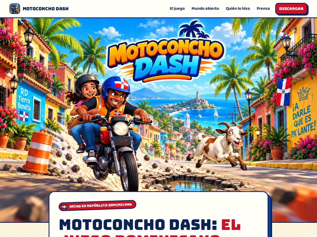 Landing-page snapshot of motoconchodash.com