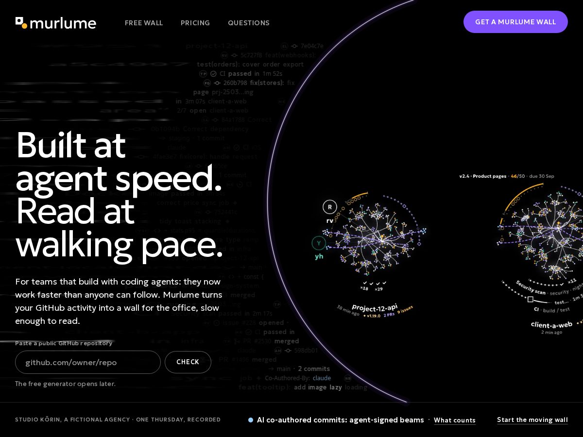 Landing-page snapshot of murlume.dev