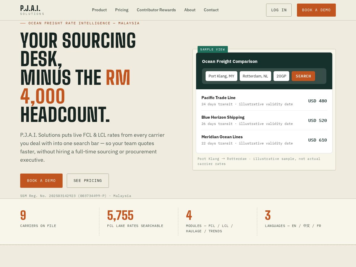 Landing-page snapshot of myoceanfreight.com