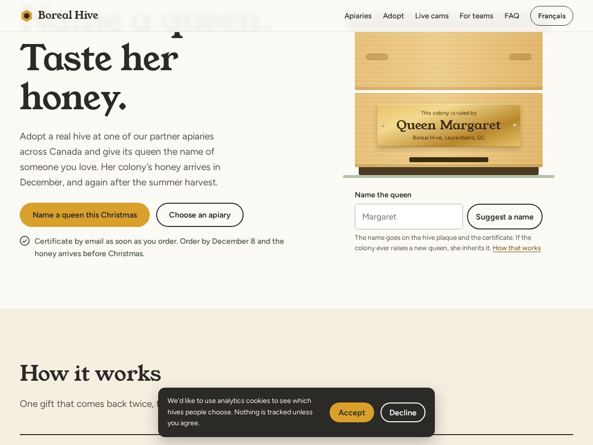 Landing-page snapshot of namethequeen.com
