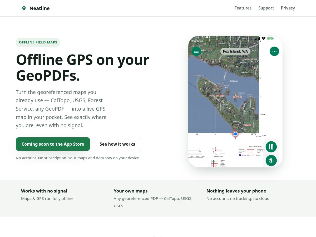 Landing-page snapshot of neatline.app