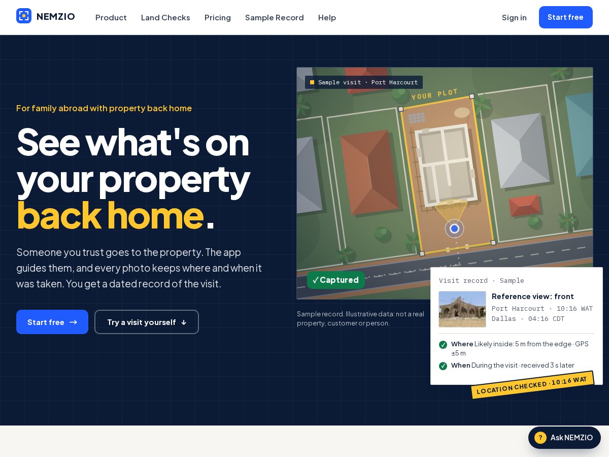 Landing-page snapshot of nemzion.com