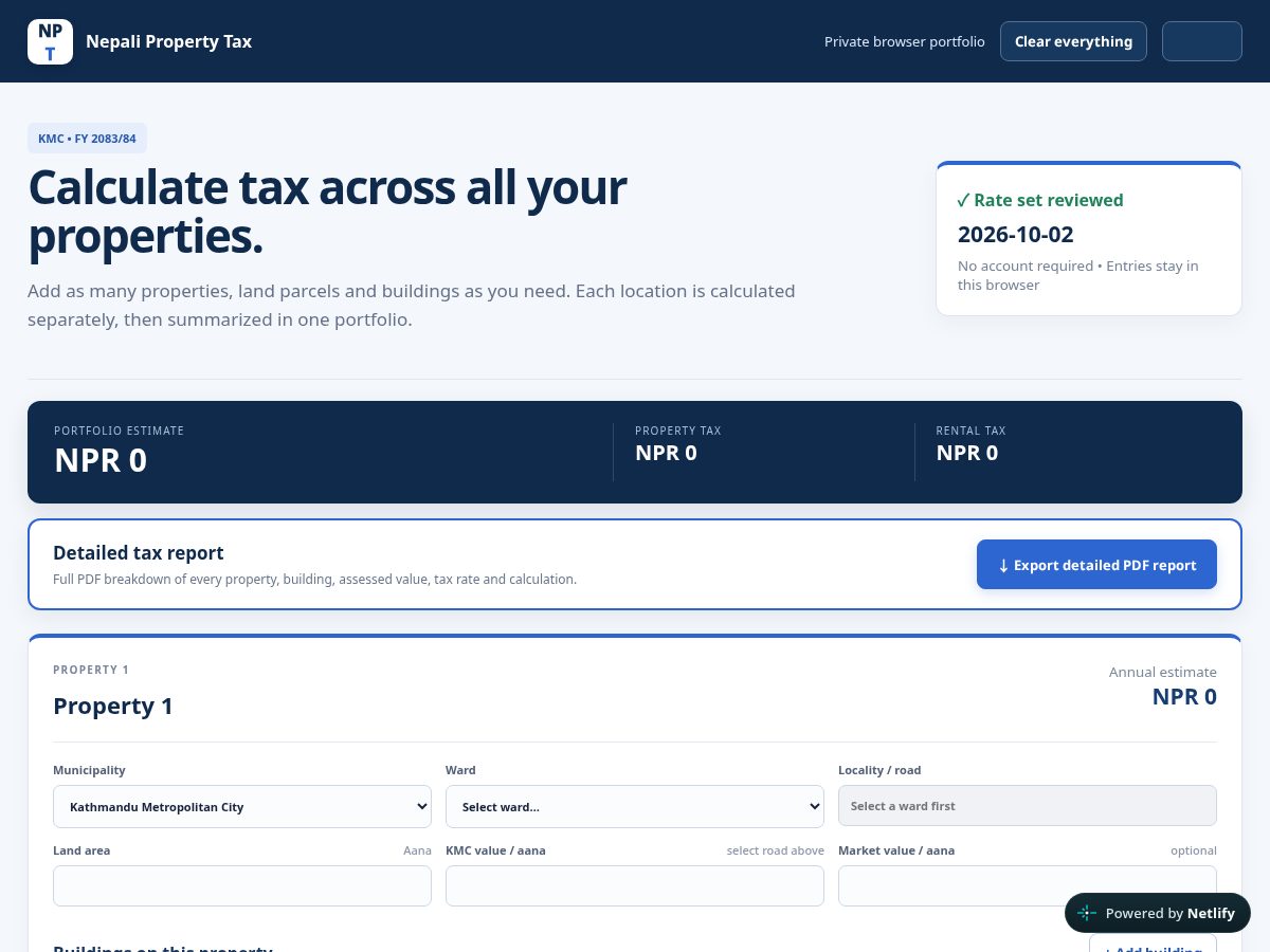 Landing-page snapshot of nepalitaxguide.com