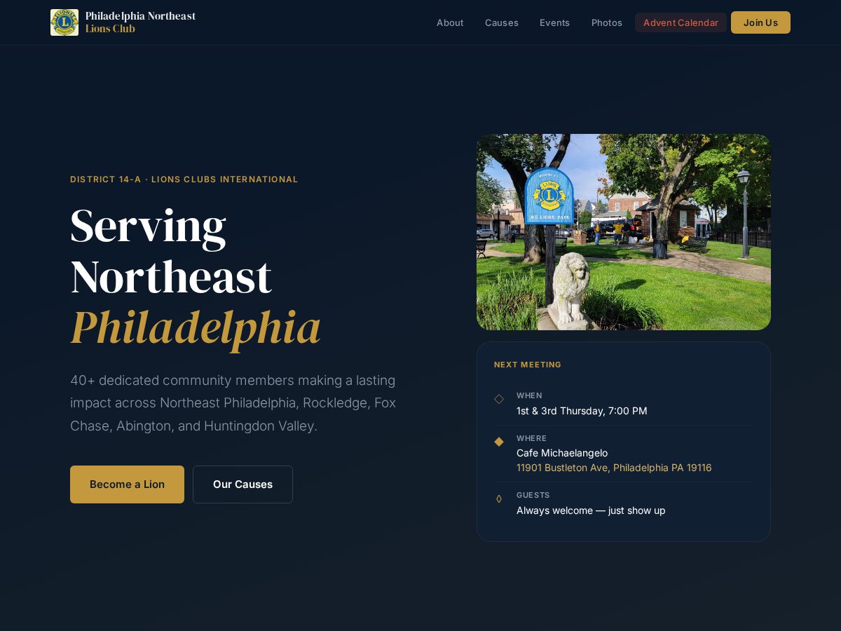 Landing-page snapshot of nephillylions.org