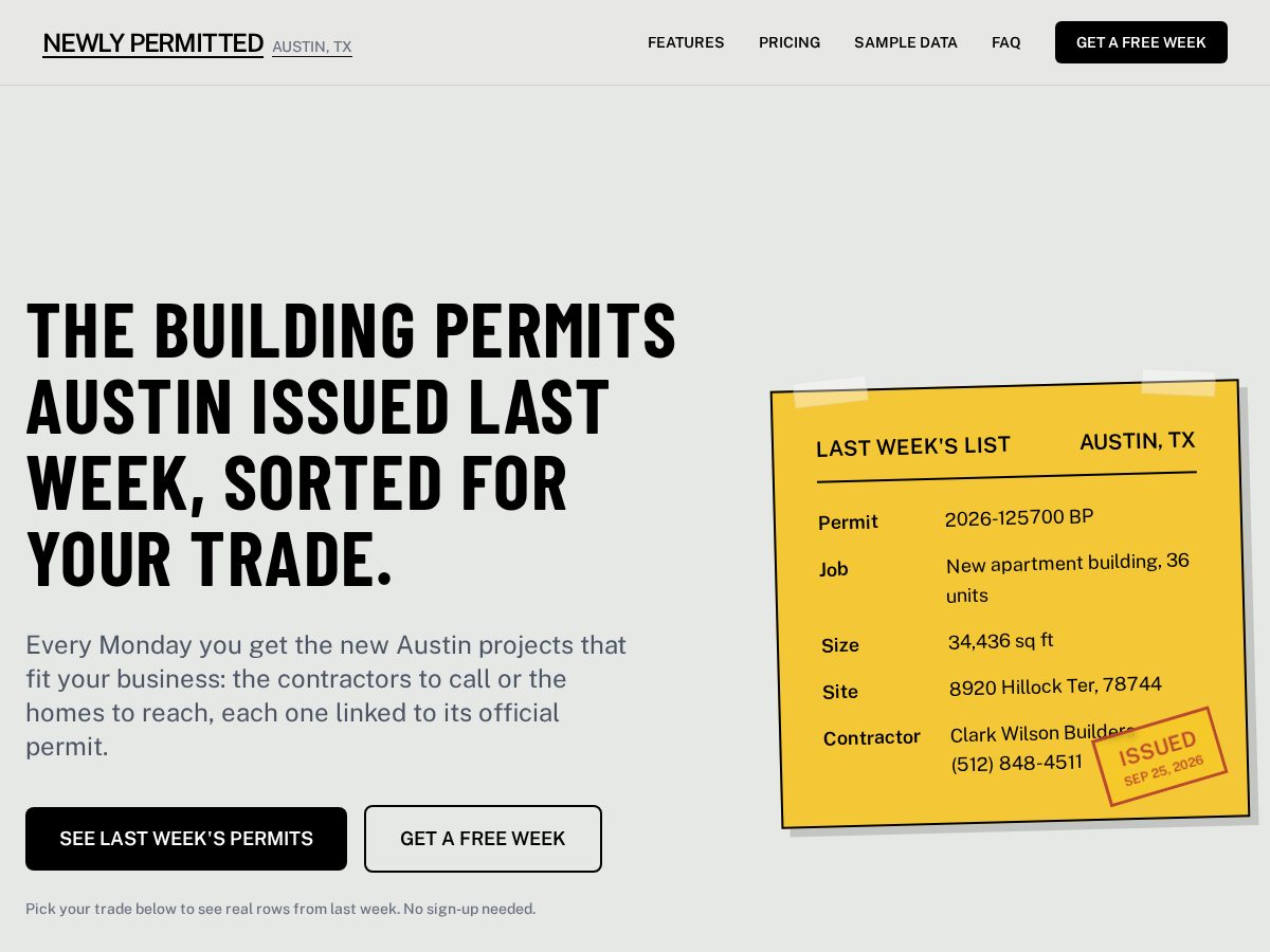 Landing-page snapshot of newlypermitted.com