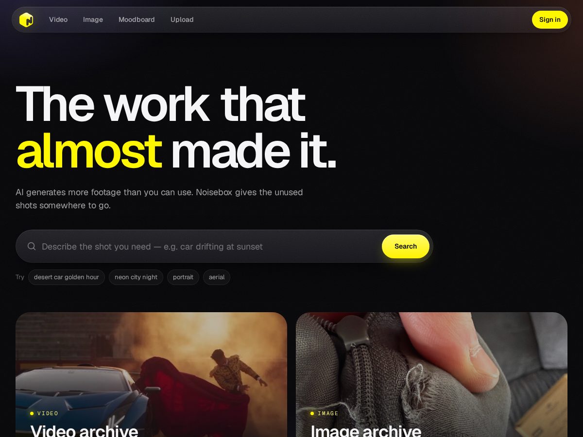 Landing-page snapshot of noisebox.studio