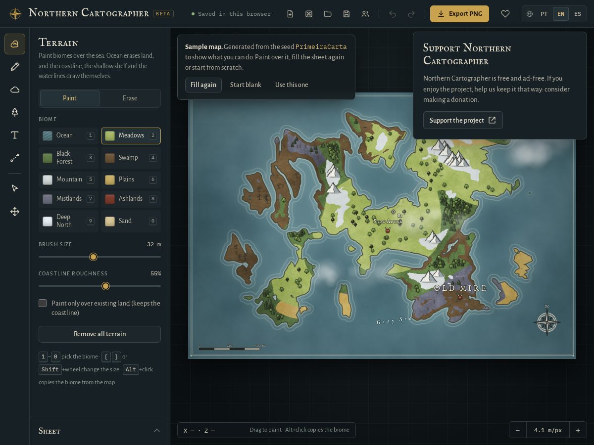 Landing-page snapshot of northerncartographer.com