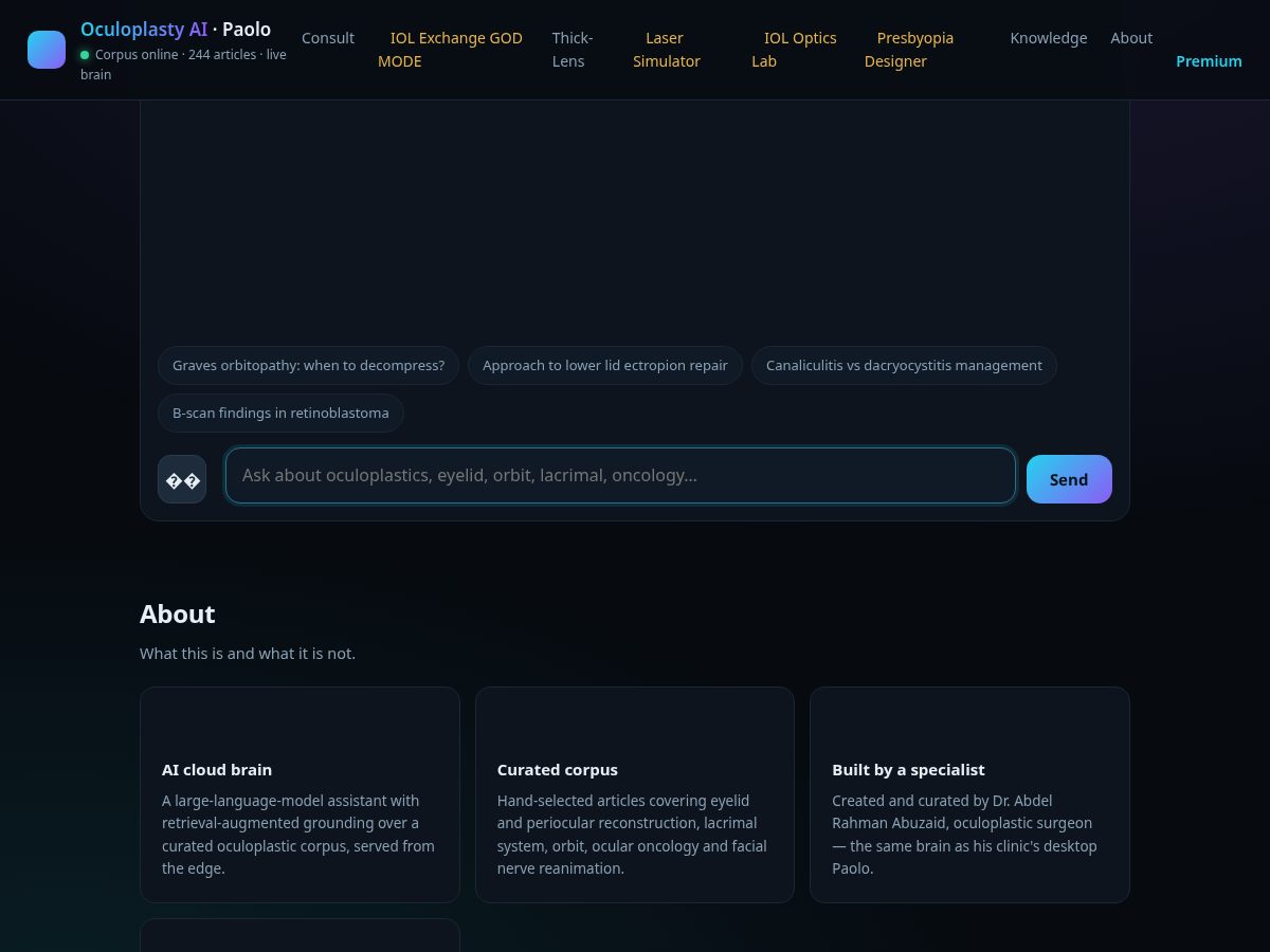 Landing-page snapshot of oculoplasty.app