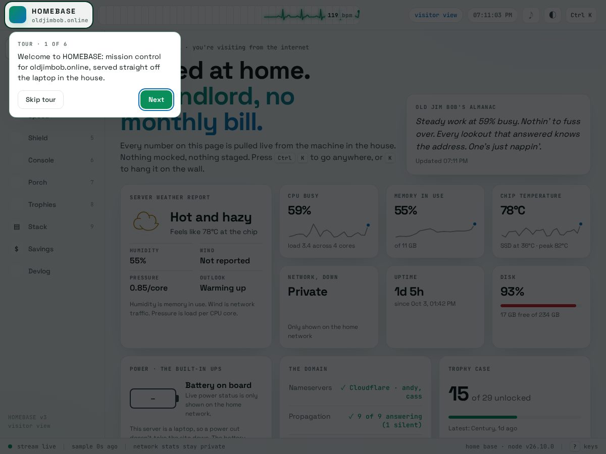 Landing-page snapshot of oldjimbob.online