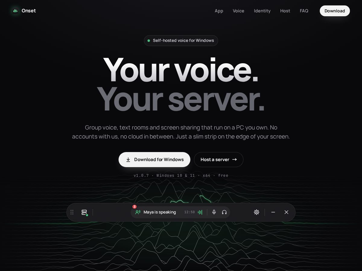 Landing-page snapshot of onsetvoice.com